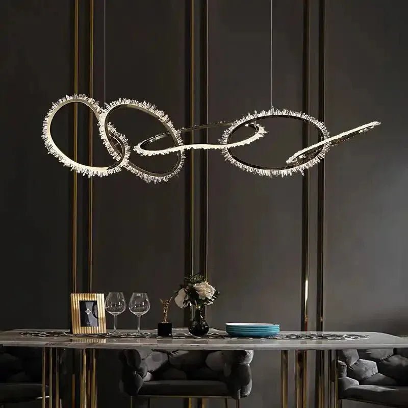 Primary Crystal 5 Rings Chandelier - Style A: 47.2"L x 11.8"WBlushlighting