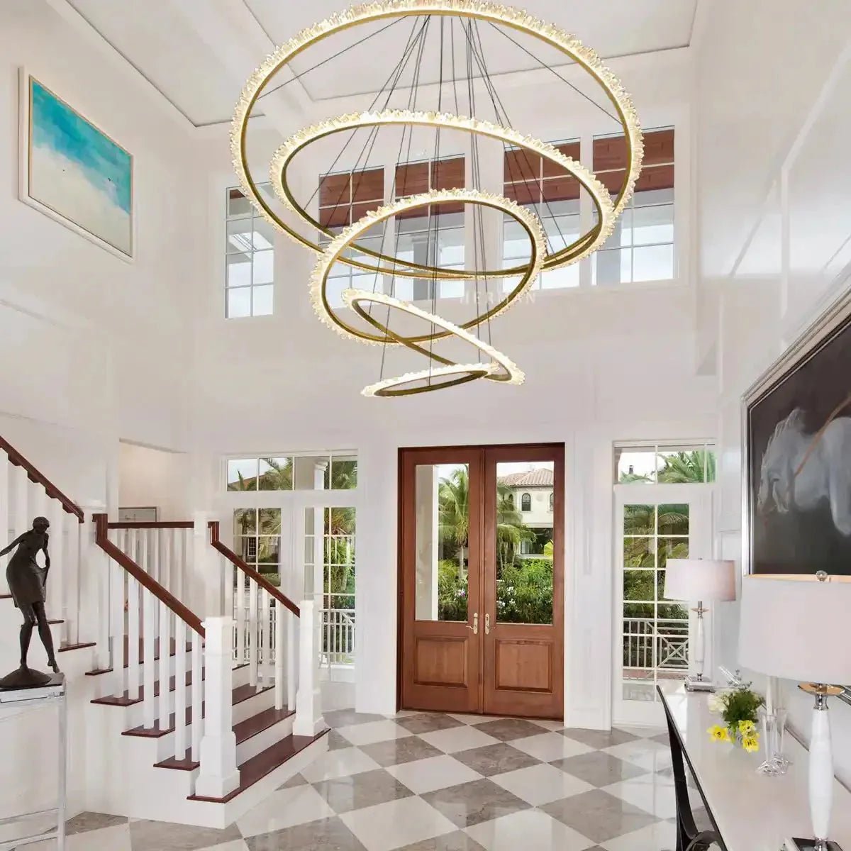 Primary Crystal Multi Rings Chandelier - 6 Rings: 15.7"D + 23.6"D + 31.5"D + 39.4"D + 47.2"D + 59"DBlushlighting