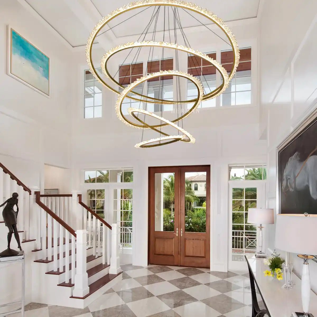 Primary Crystal Multi Rings Chandelier - Blushlighting