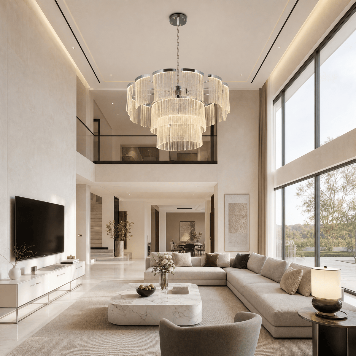 Prismata Crystal Modern Sculptural Ring Chandelier - 23.6in / 600mmBlushlighting