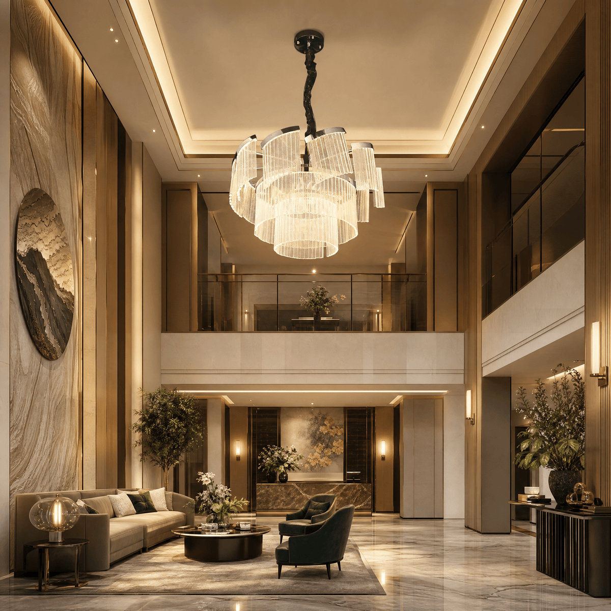 Prismata Crystal Modern Sculptural Ring Chandelier - 23.6in / 600mmBlushlighting
