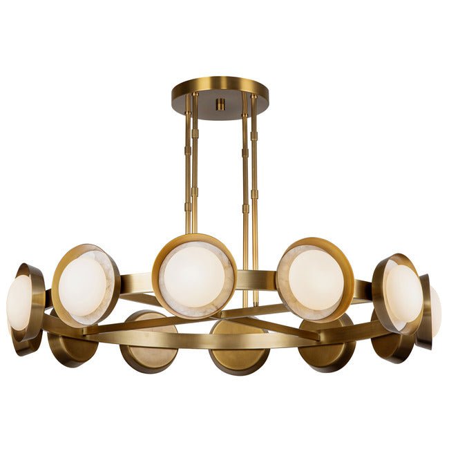 PrismFlow Alabaster Metal Chandelier - Vintage BrassBlushlighting