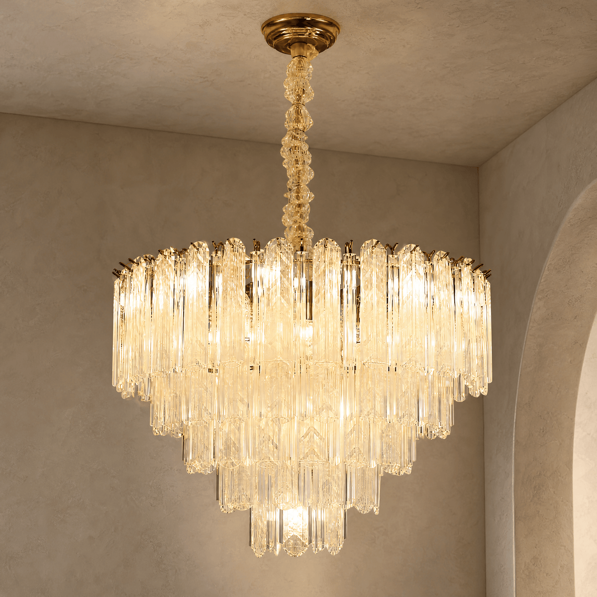 Quadro Glass Rod Chandelier - Blushlighting