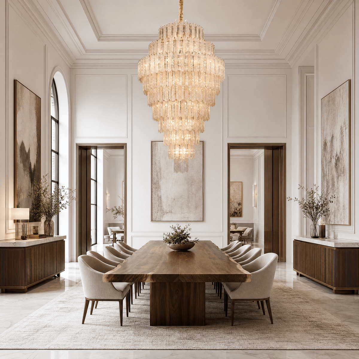 Quadro Glass Rod Crown Chandelier - Blushlighting