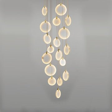 Queenie Alabaster disc Long Round chandelier For Loft - 18-Lights 35"Blushlighting