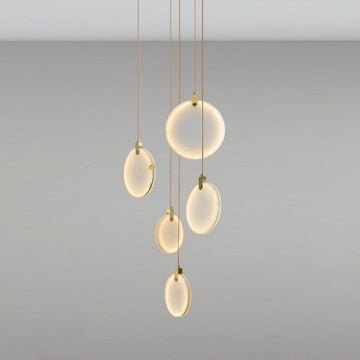 Queenie Alabaster disc Long Round chandelier For Loft - 5-Lights 13"Blushlighting