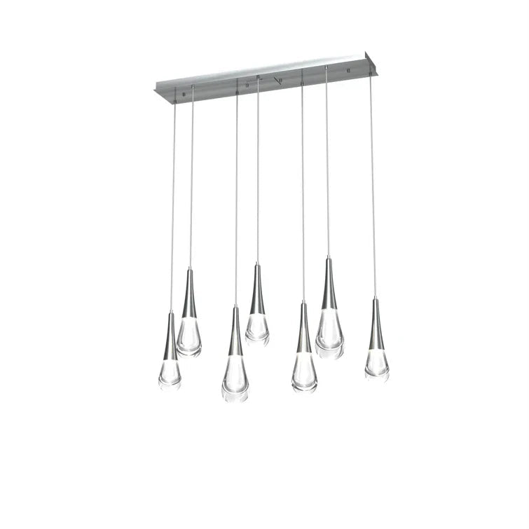 Rain 7 - Light Linear Chandelier Pendant For Living room Family room Dining Room Bedroom - SilverBlushlighting
