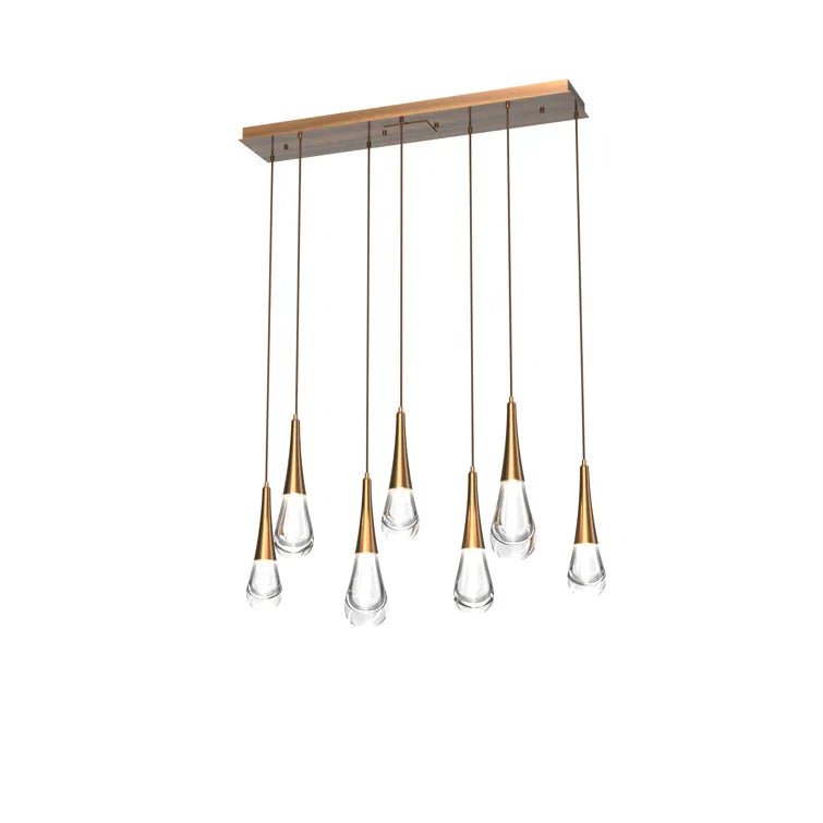Rain 7 - Light Linear Chandelier Pendant For Living room Family room Dining Room Bedroom - GoldBlushlighting