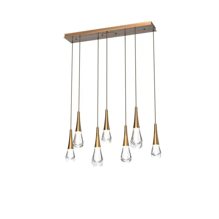 Rain 7 - Light Linear Chandelier Pendant For Living room Family room Dining Room Bedroom - GoldBlushlighting