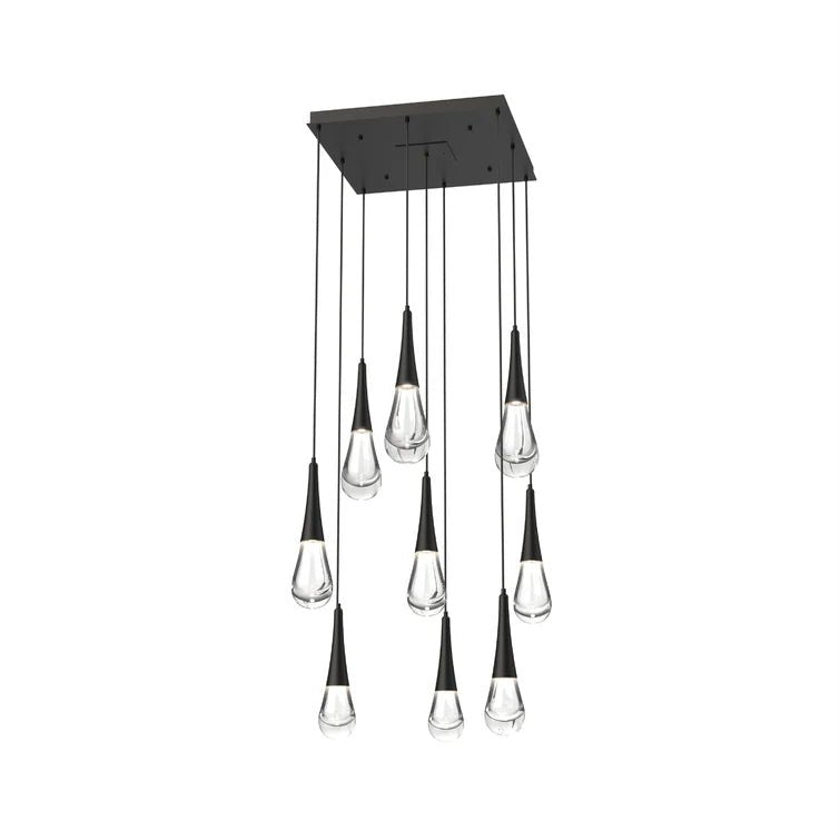 Rain 9 - Light Square Chandelier Pendant For Living room Family room Dining Room Bedroom - BronzeBlushlighting