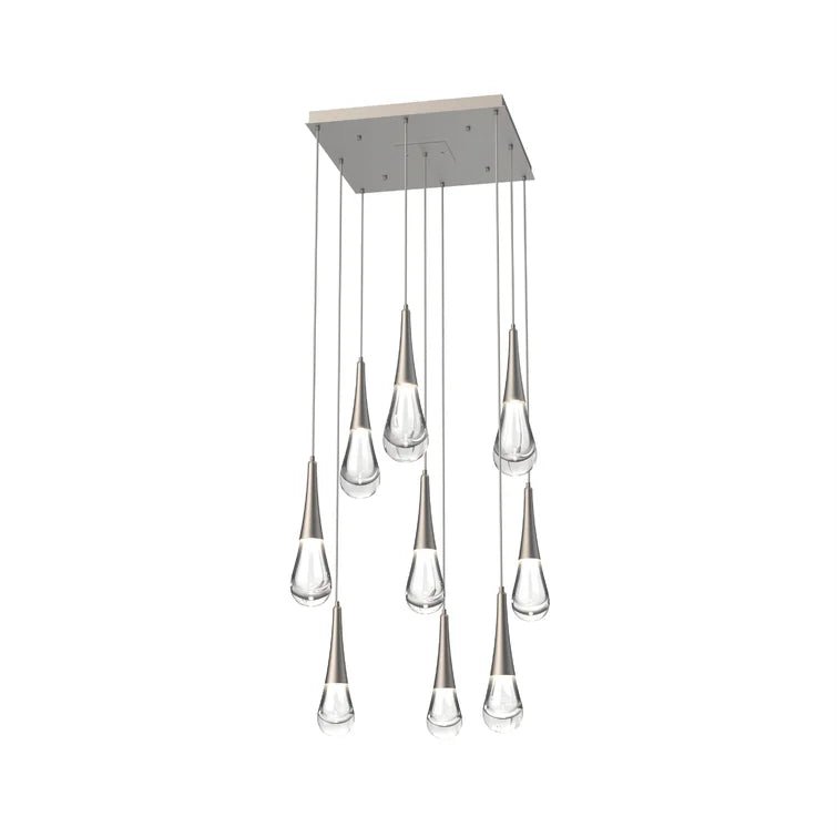 Rain 9 - Light Square Chandelier Pendant For Living room Family room Dining Room Bedroom - SilverBlushlighting