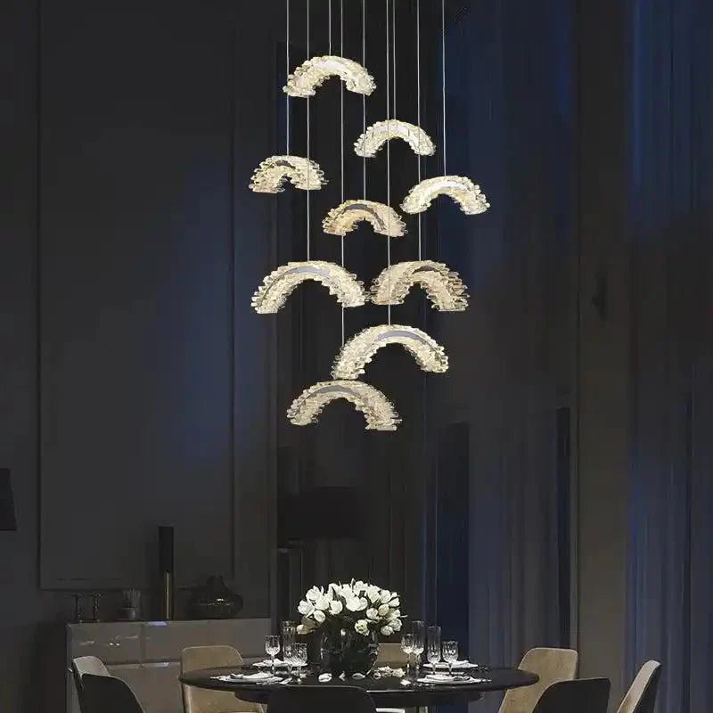 Rainbow Modern Rock Crystal Staircase Chandelier - Blushlighting