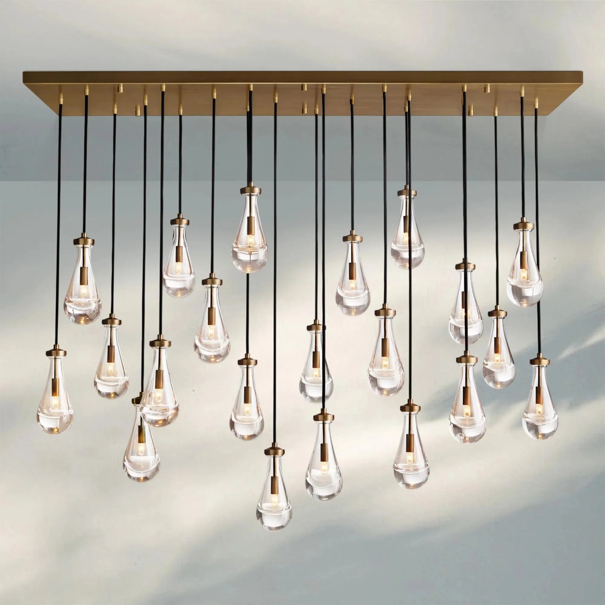 Raindrop Glass Linear Chandelier 54'' 72''-72‘’-Brass-