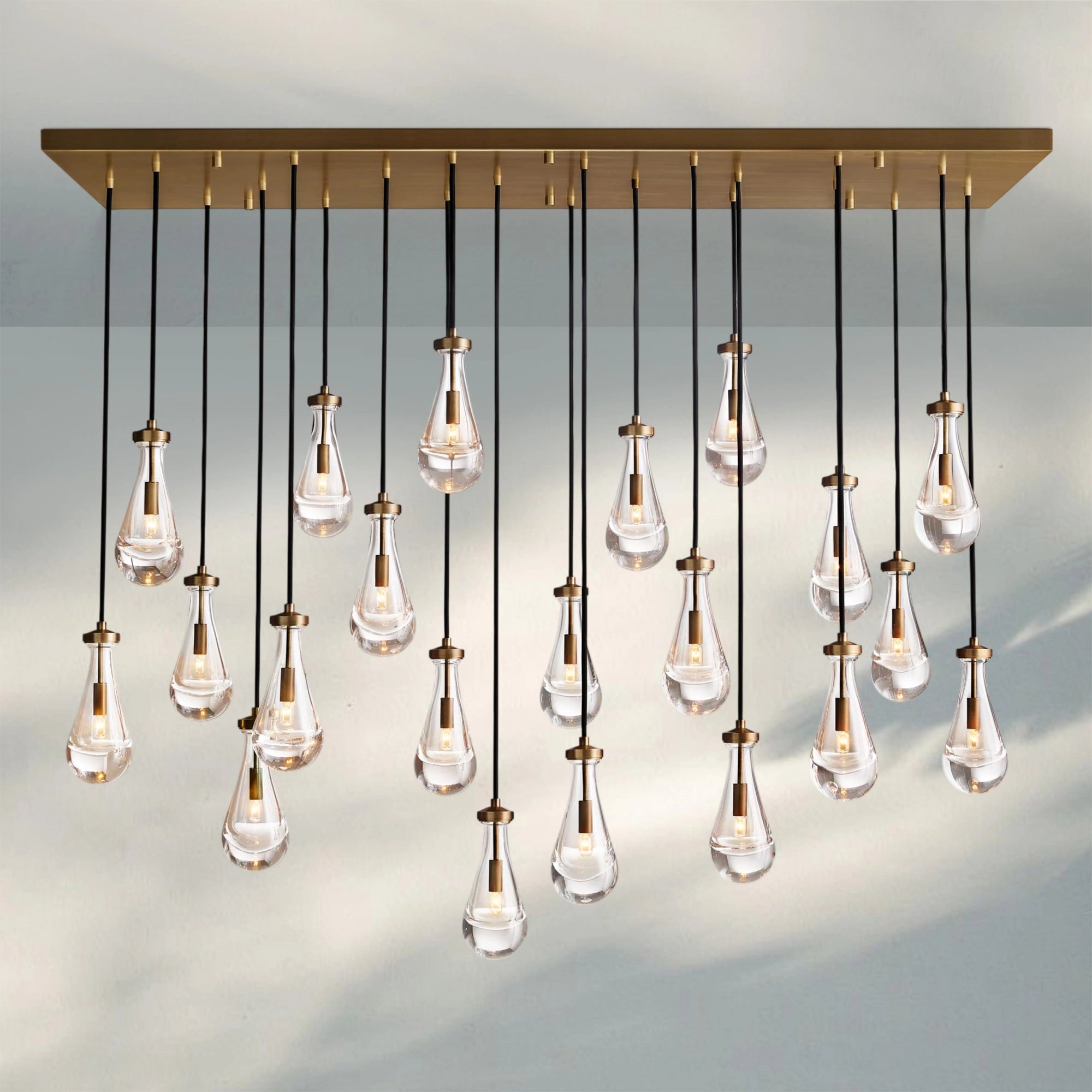 Raindrop Glass Linear Chandelier 54'' 72''-72‘’-Brass-