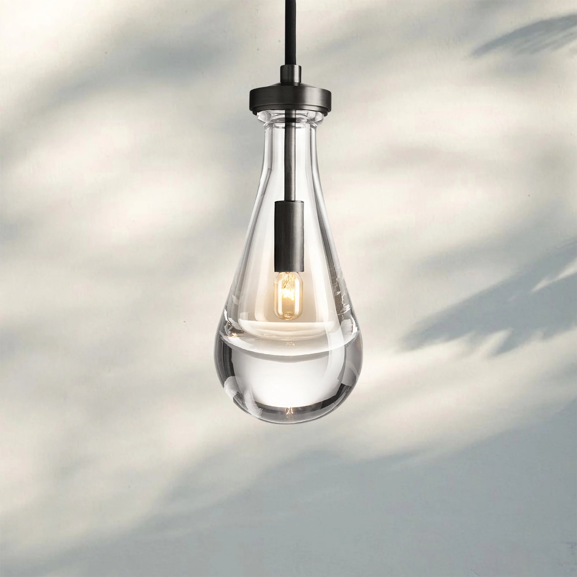 Raindrop Pendant Rod & Cord-Pendant Light For Bedroom,Pendant Light For dining room-Matte Black-Cord-Blushlighting