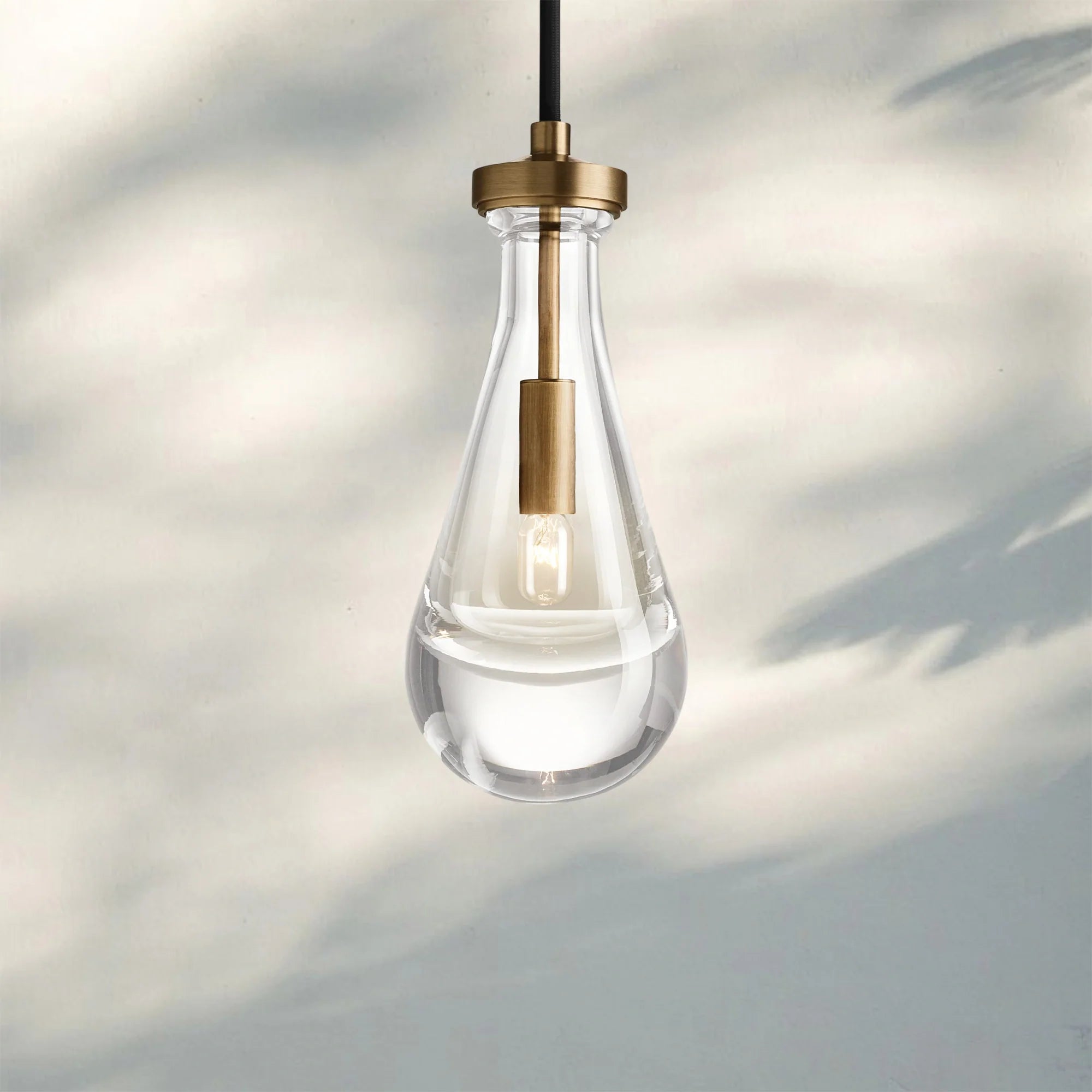 Raindrop Pendant Rod & Cord-Pendant Light For Bedroom,Pendant Light For dining room-Lacquered Brass-Cord-Blushlighting