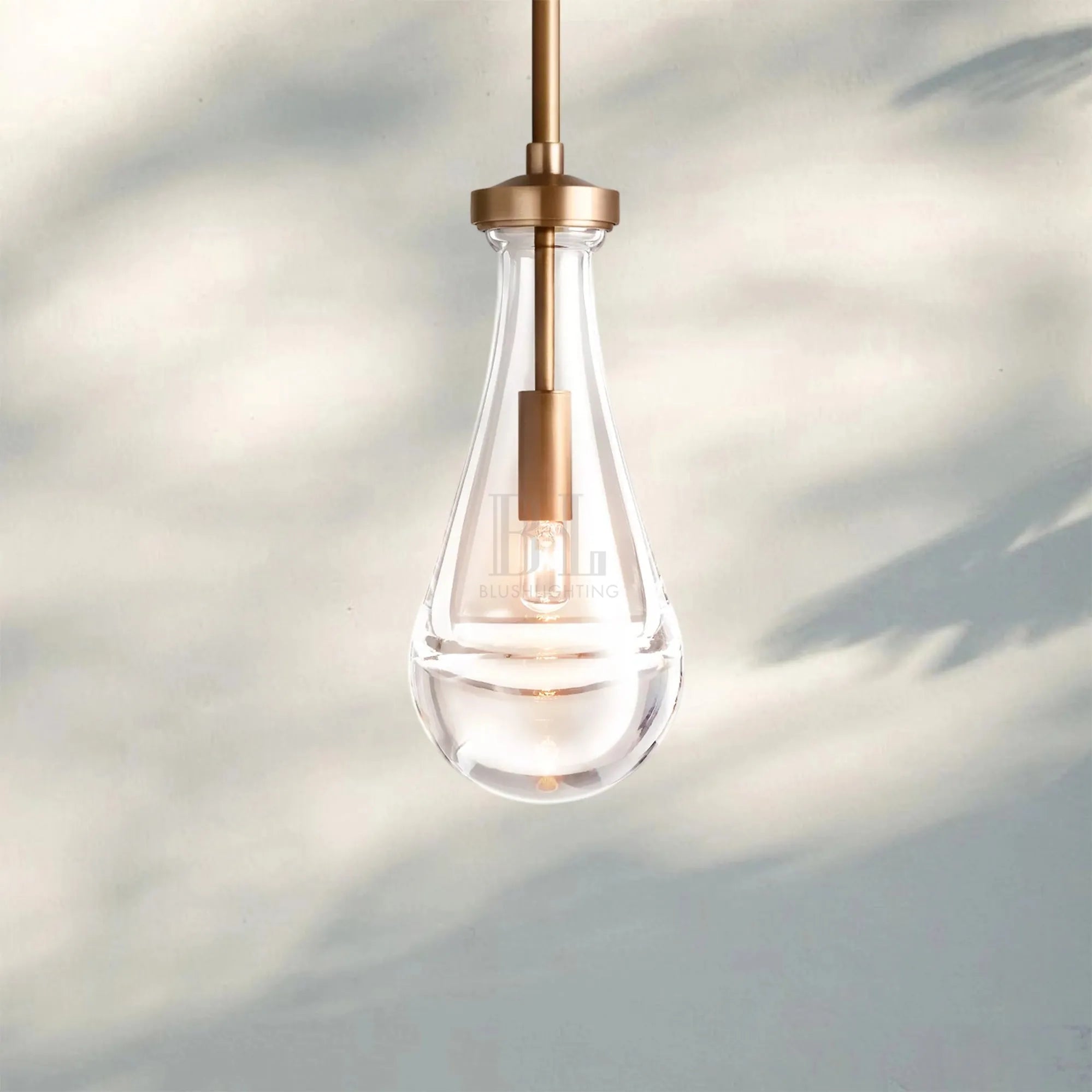 Raindrop Pendant Rod & Cord-Pendant Light For Bedroom,Pendant Light For dining room-Lacquered Brass-Rod-Blushlighting