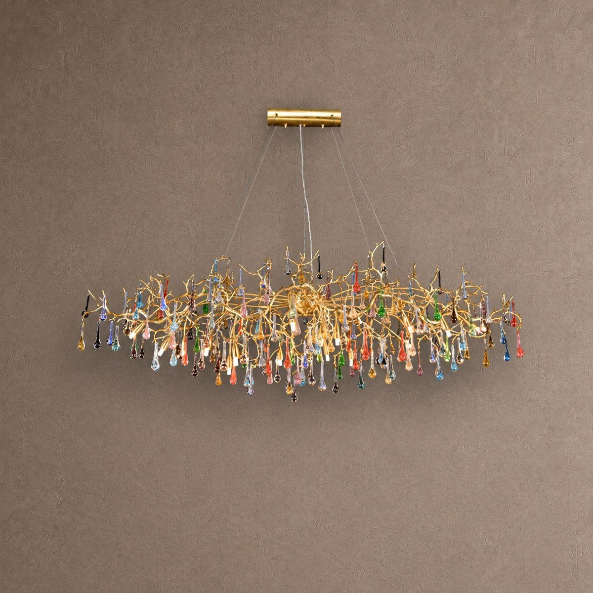 Raindrop Round Chandelier - ∅ 39.4″ x W 21.7″ x H 15.7″Brass & ColorfulBlushlighting
