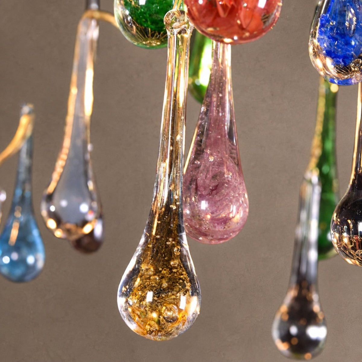 Raindrop Round Chandelier - ∅ 59.1″ x W 35.4″ x H 15.7″Brass & ColorfulBlushlighting