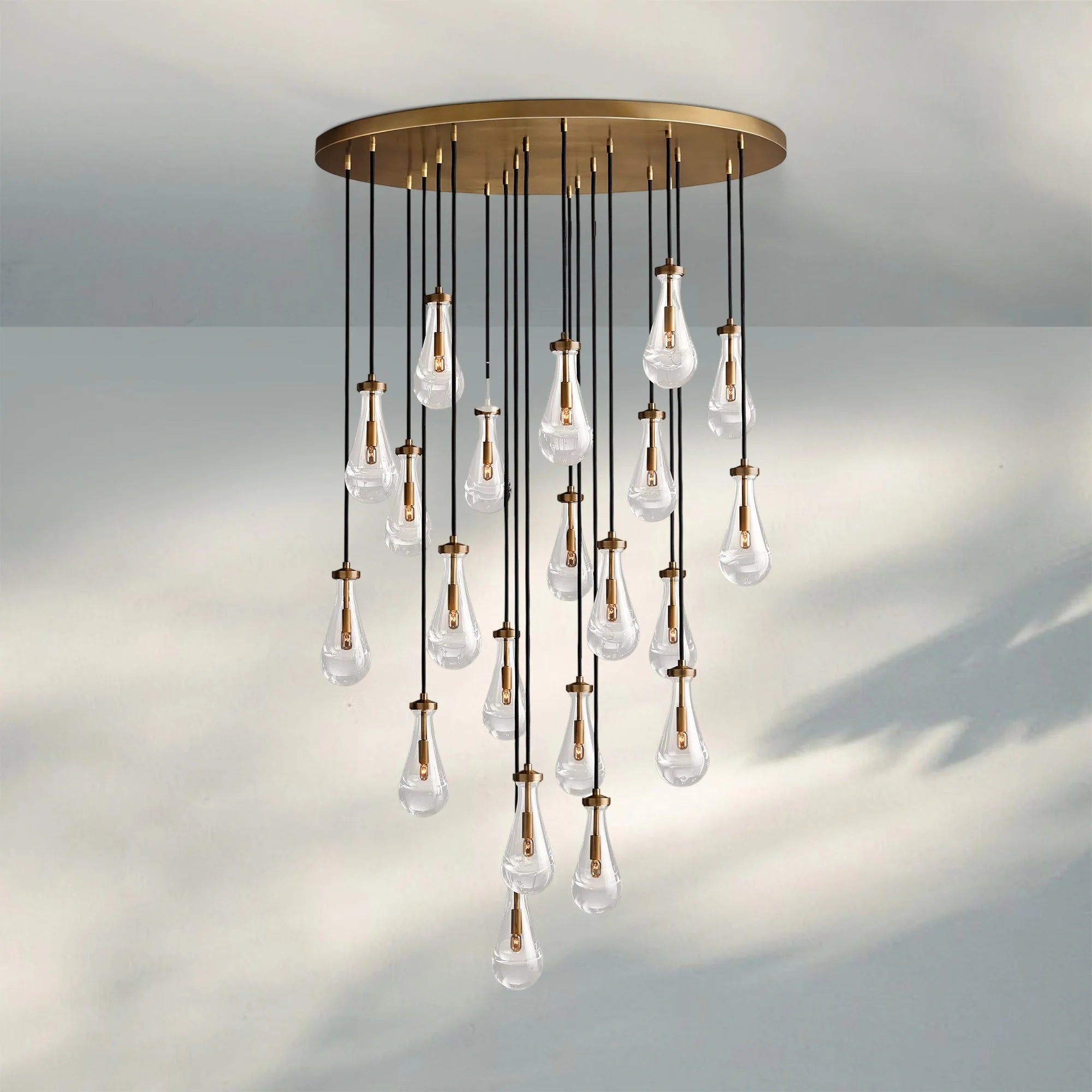 Raindrop Round Chandelier Modern Luxury Glass Chandelier For Living Room-47''-Vintage Brass-
