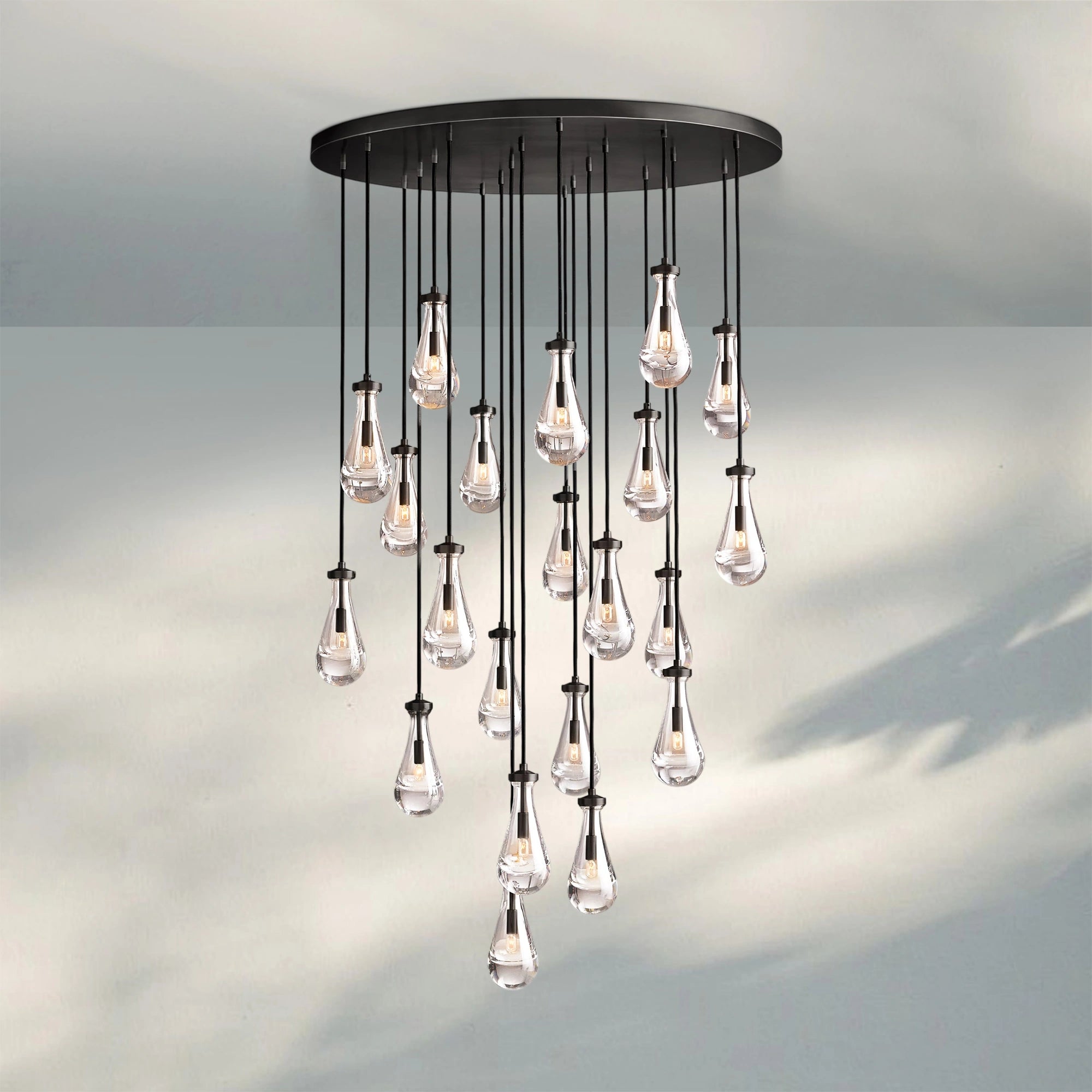 Raindrop Round Chandelier Modern Luxury Glass Chandelier For Living Room-47''-Matte Black-