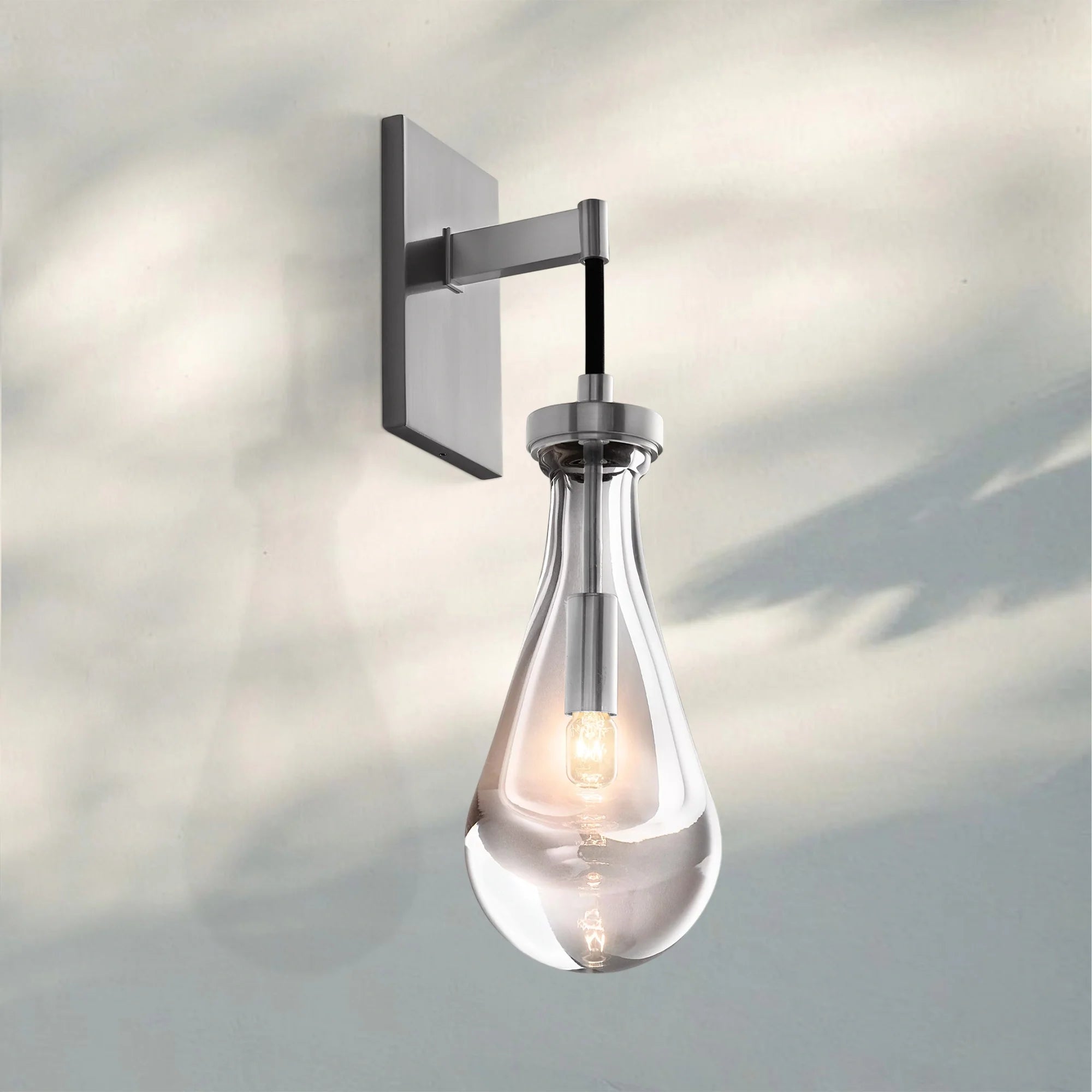 Raindrop Sconce Rod & Cord-wall sconce for bedroom,wall sconce for dining room,wall sconce for stairways,wall sconce for foyer,wall sconce for bathrooms,wall sconce for kitchen,wall sconce for living room-Satin Nickel-Cord-Blushlighting