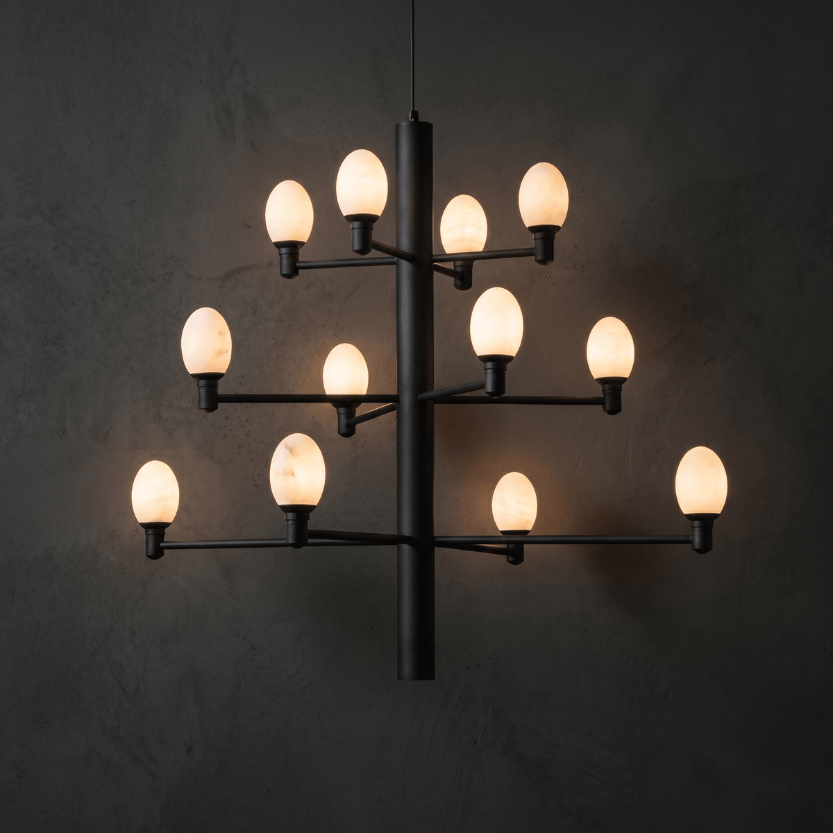 Ramo Alabaster Large Black Chandelier - D640×H730Blushlighting