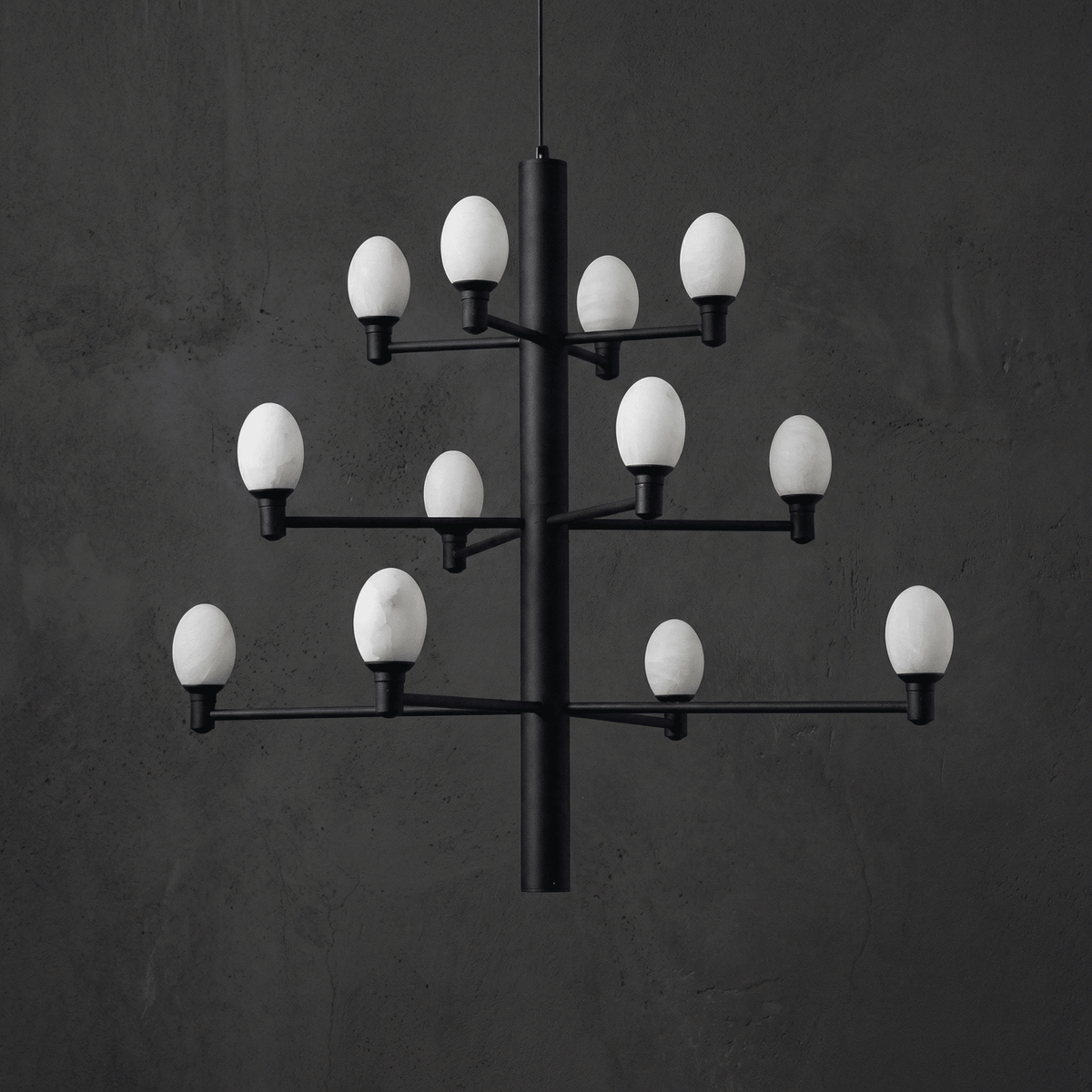 Ramo Alabaster Large Black Chandelier - D640×H730Blushlighting