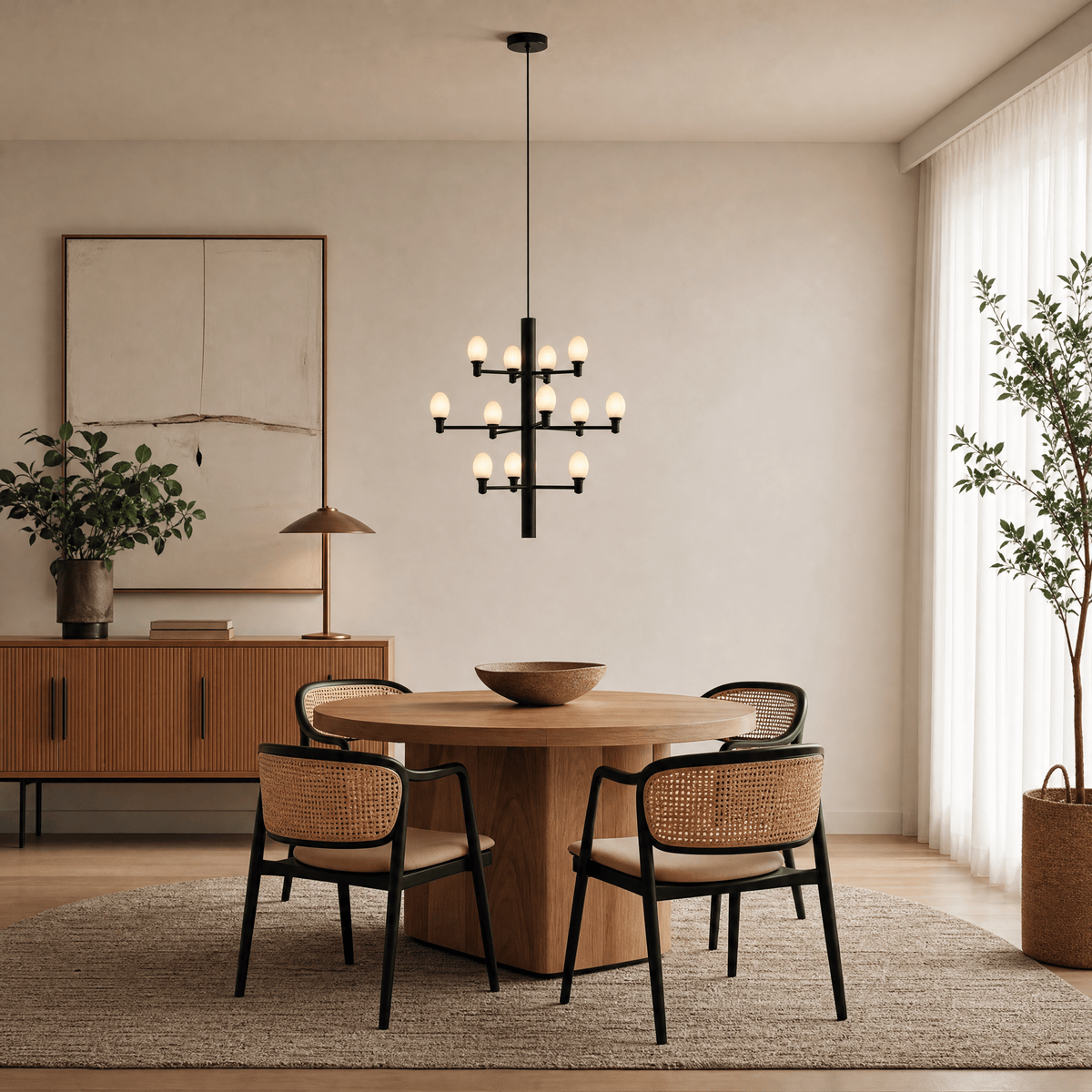 Ramo Alabaster Large Black Chandelier - D640×H730Blushlighting