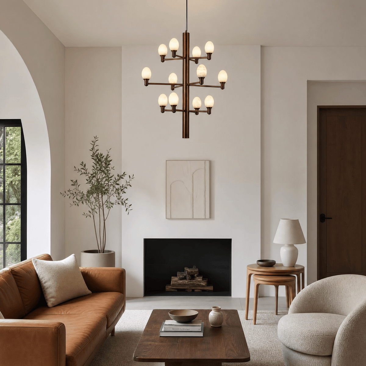 Ramo Brass Living Room Chandelier - D640×H730Blushlighting