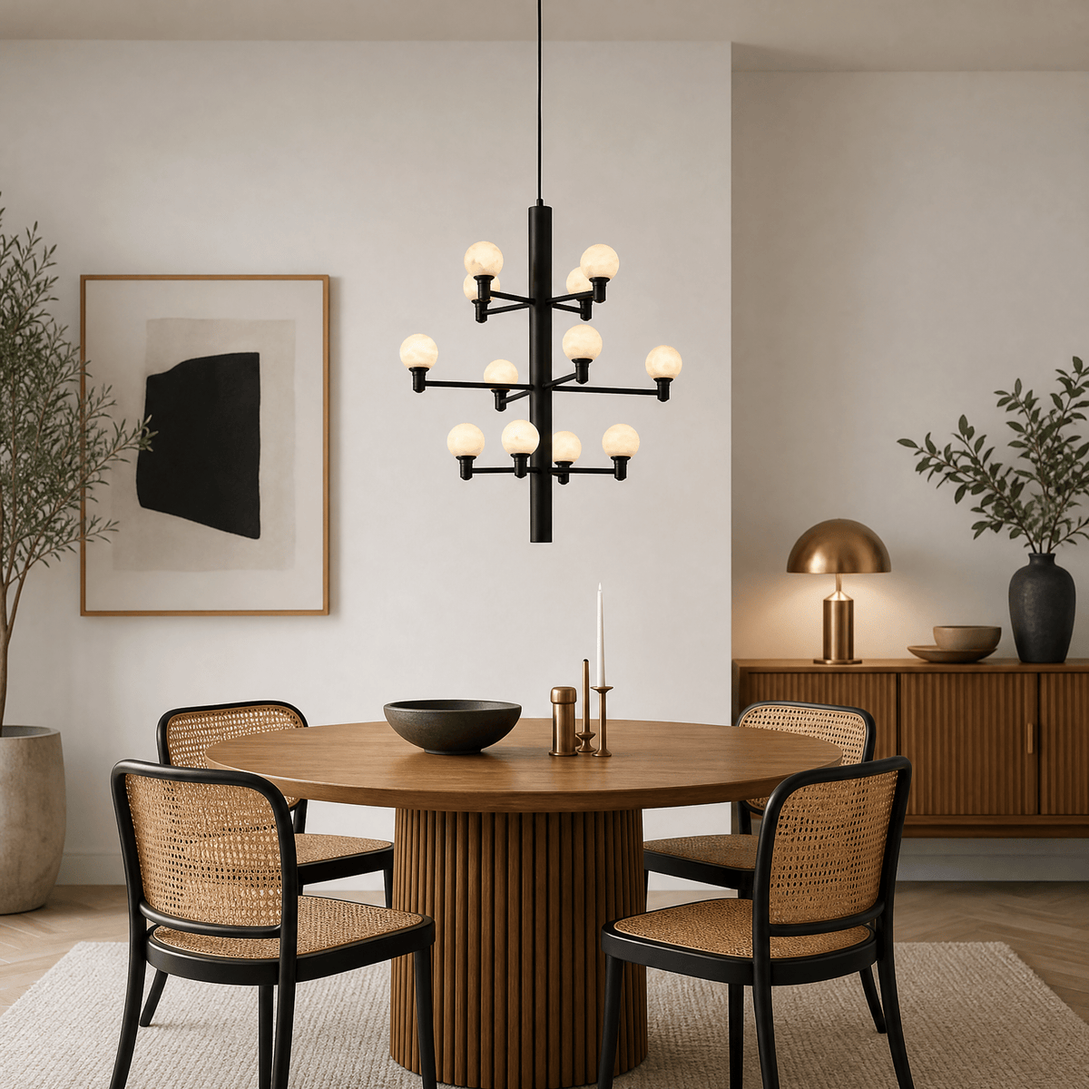 Ramo Globe Black Alabaster Chandelier - D640×H730Blushlighting