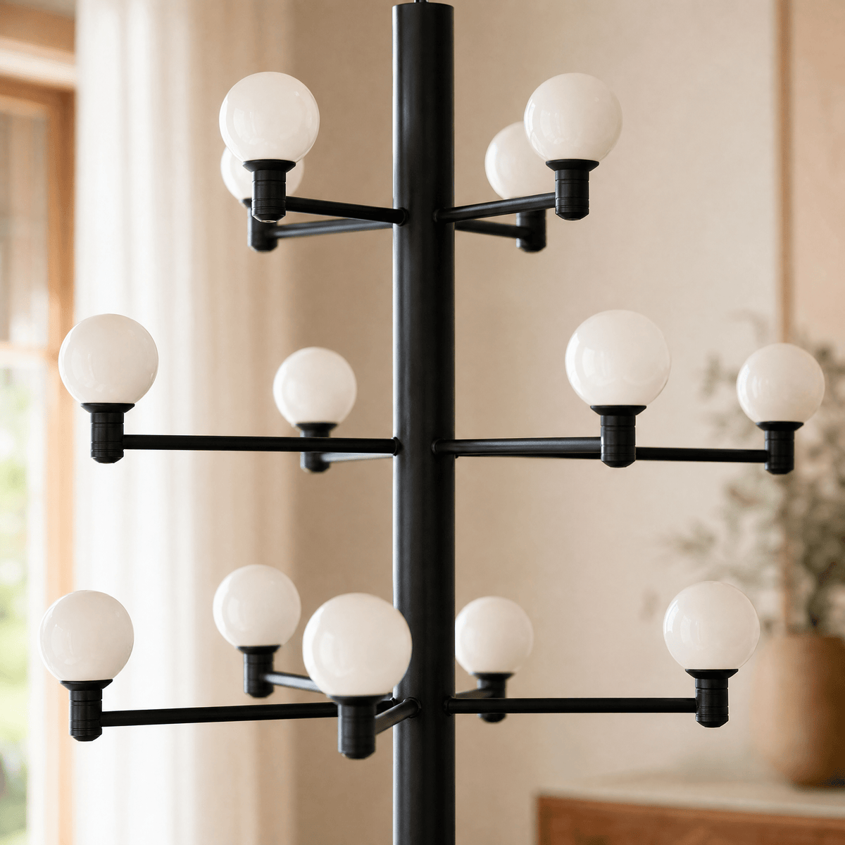 Ramo Globe Black Alabaster Chandelier - D640×H730Blushlighting