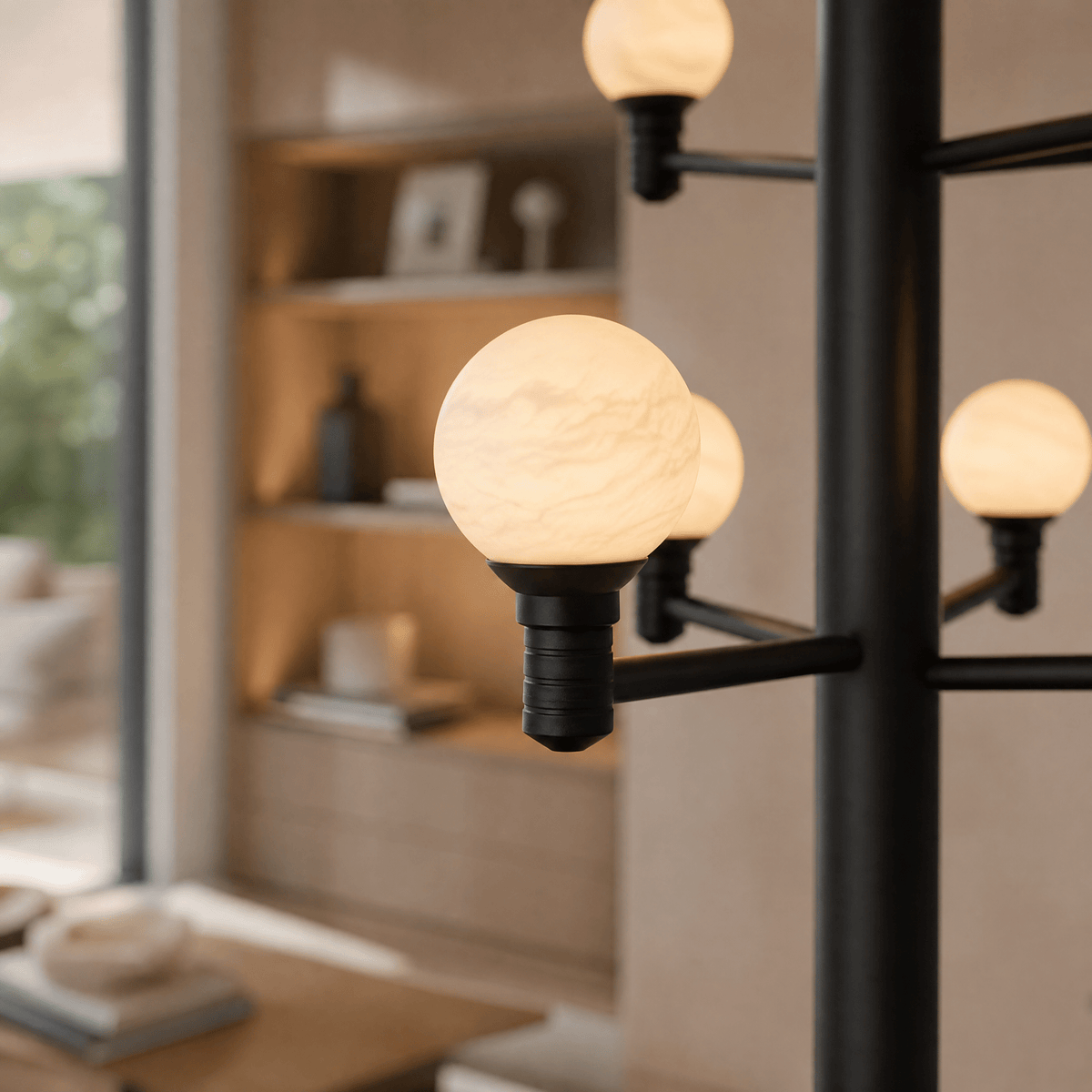 Ramo Globe Black Alabaster Chandelier - D640×H730Blushlighting