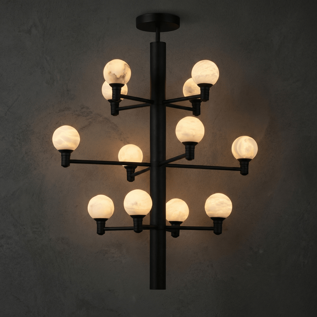 Ramo Globe Black Alabaster Chandelier - D640×H730Blushlighting