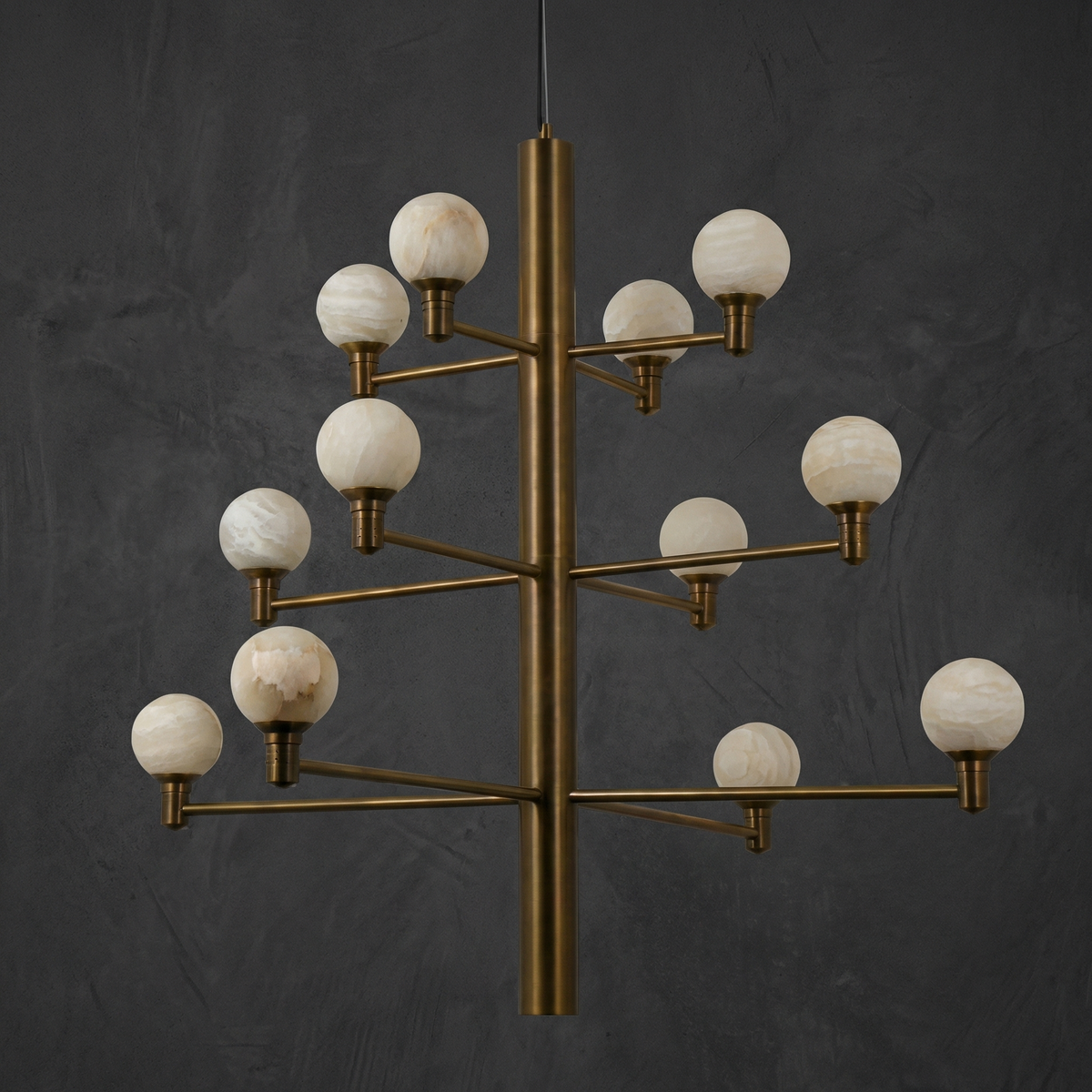 Large Alabaster Chandelier in a dining room