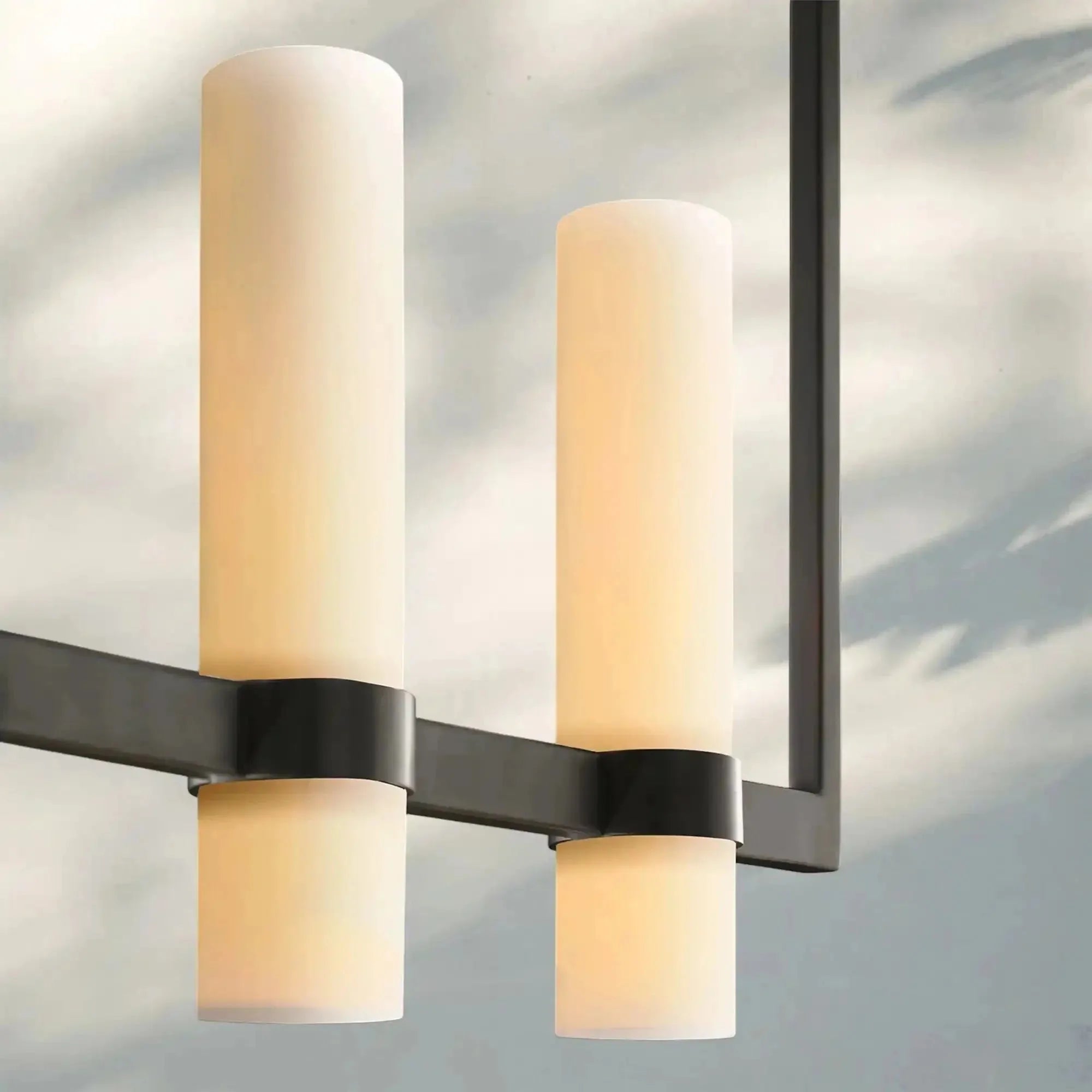 Ravalla Linear Milk Glass Chandelier 59'' 71'' - Blushlighting