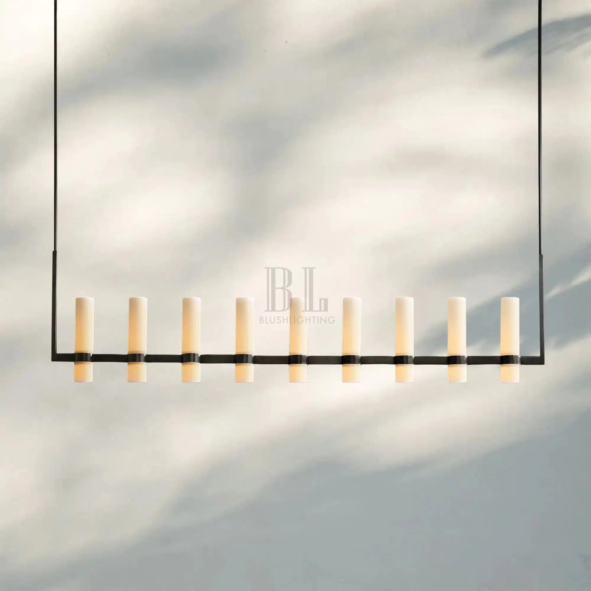 Ravalla Linear Milk Glass Chandelier 59'' 71'' - Blushlighting