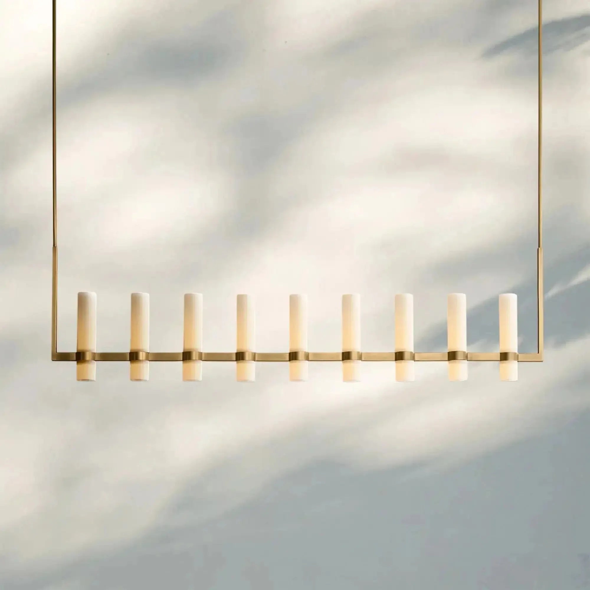 Ravalla Linear Milk Glass Chandelier 59'' 71'' - Blushlighting