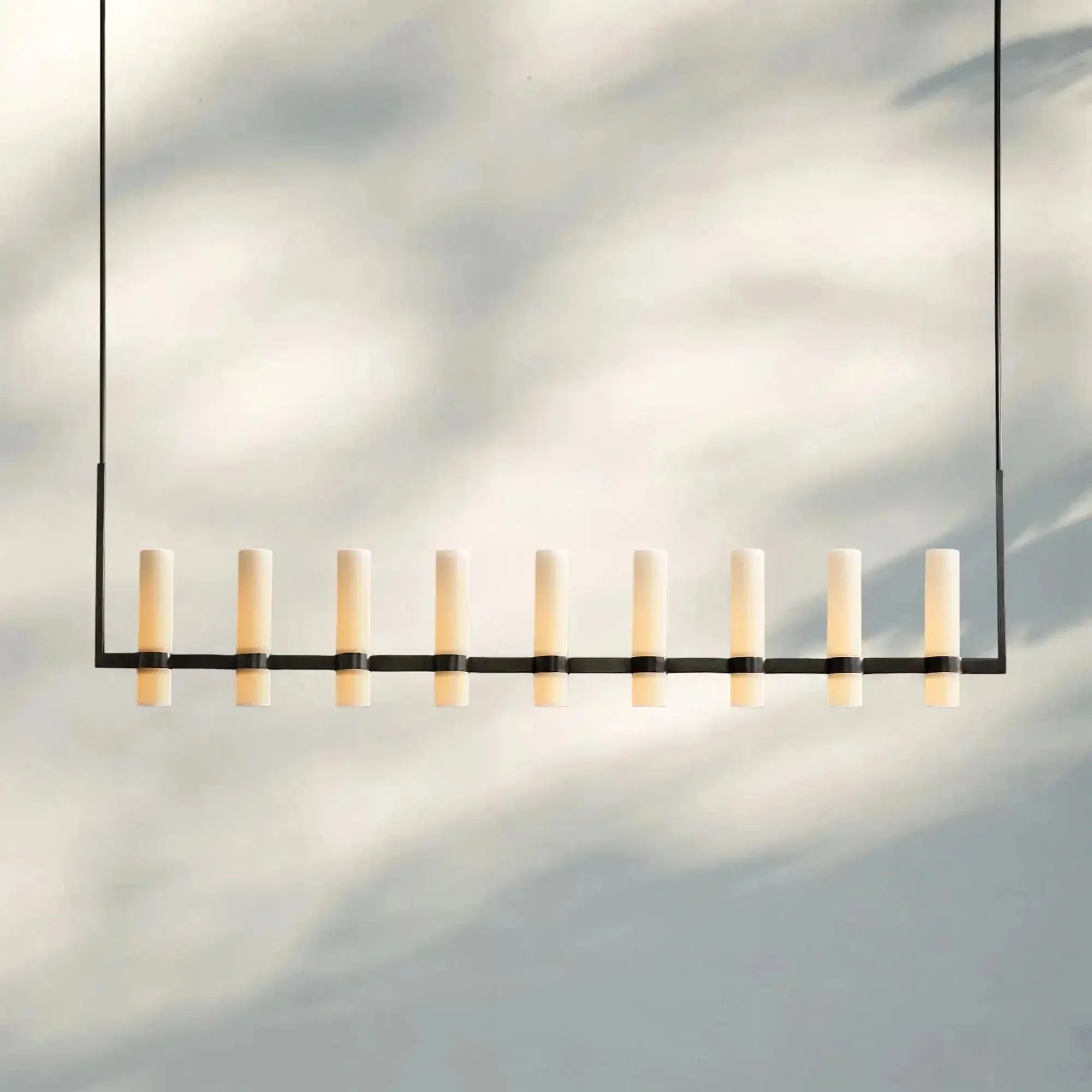 Ravalla Linear Milk Glass Chandelier 59'' 71'' - Blushlighting