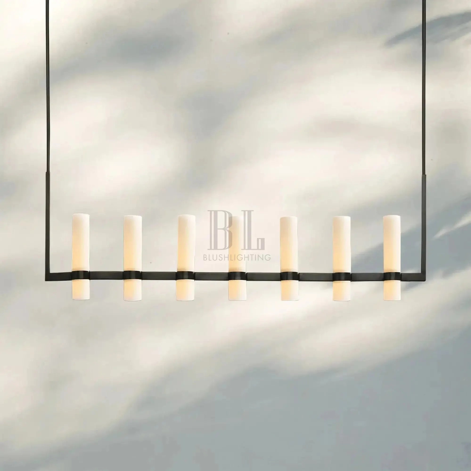 Ravalla Linear Milk Glass Chandelier 59'' 71'' - Blushlighting