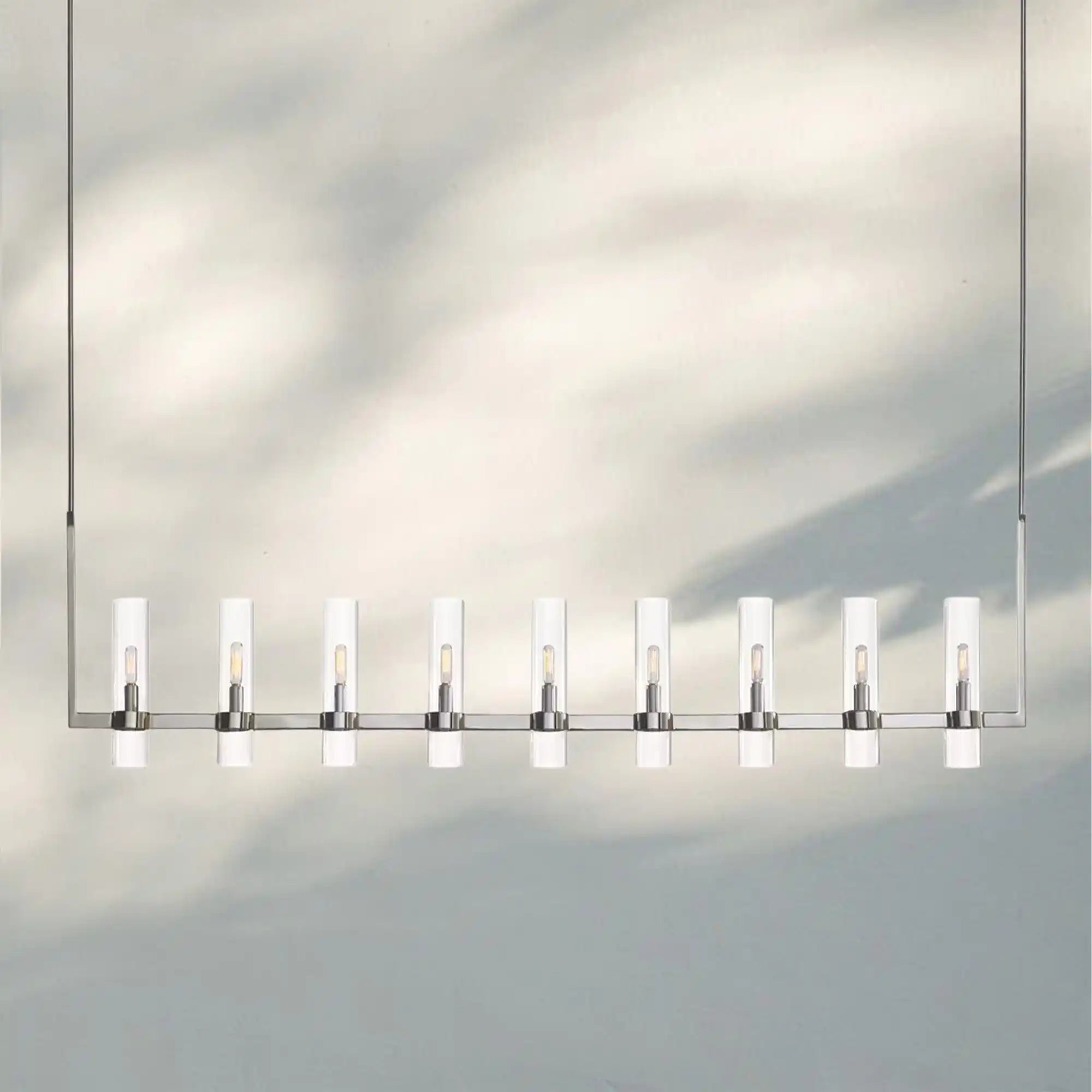Ravella Glass Linear Chandelier-71''-Nickel-