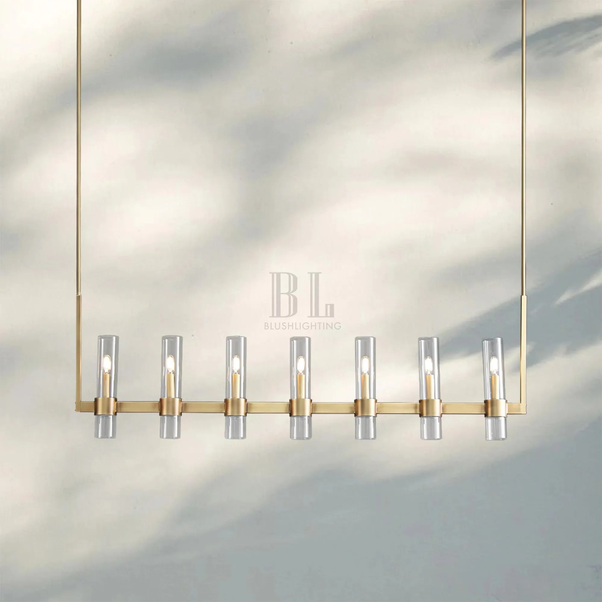 Ravella Glass Linear Chandelier-59''-Brass-