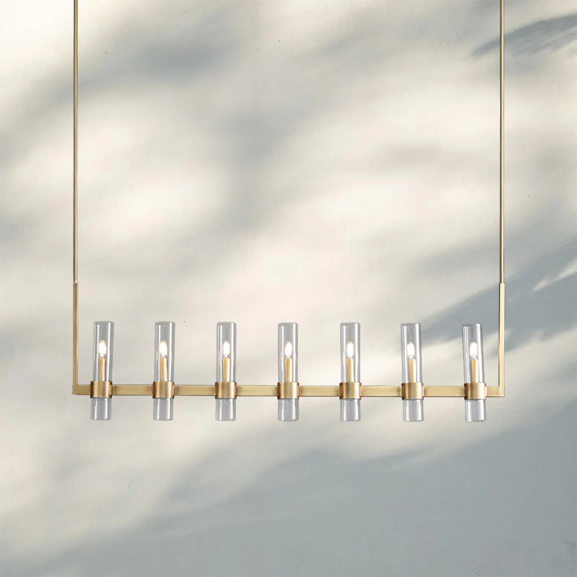 Ravella Glass Linear Chandelier-59''-Brass-