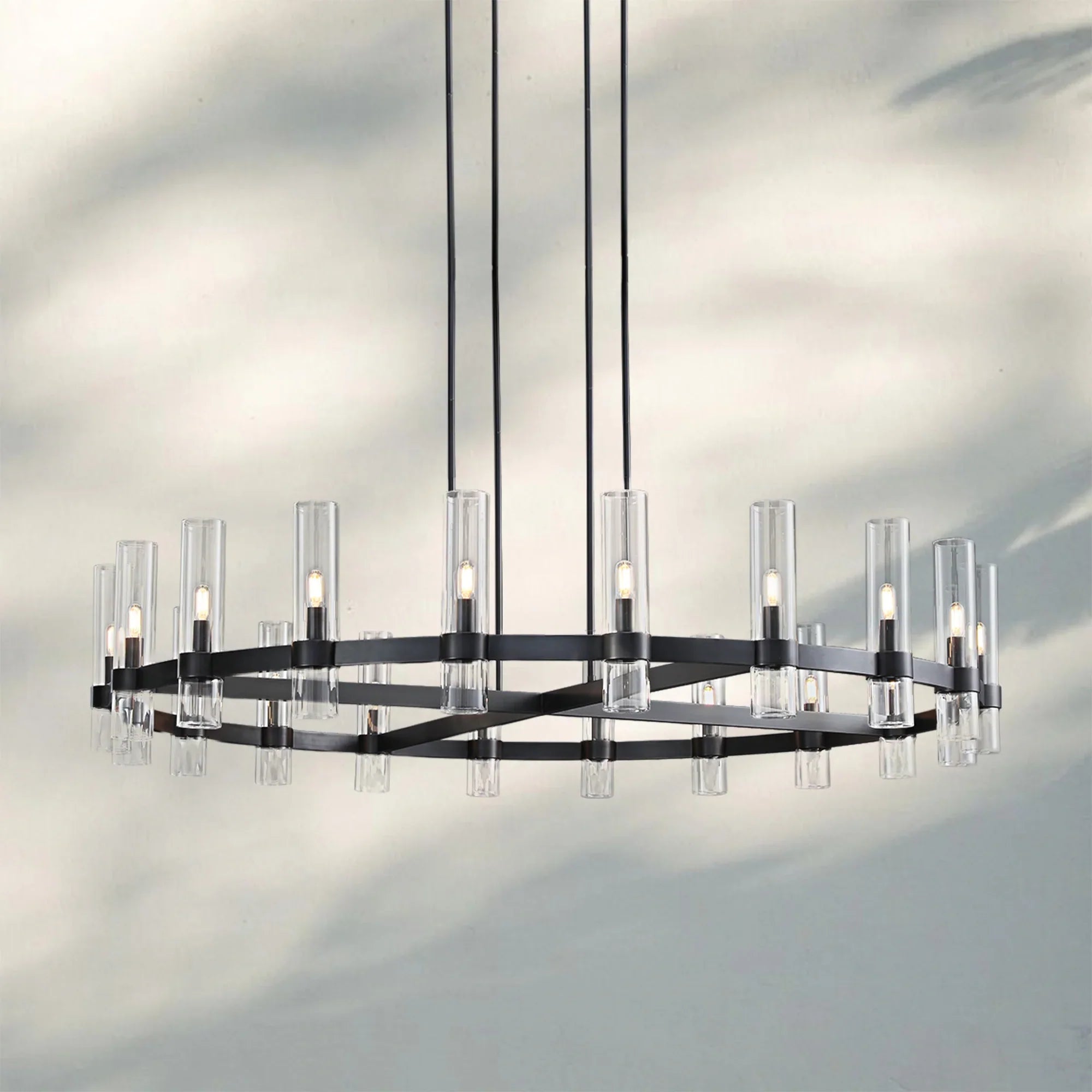 Ravella Glass Round Chandelier-60''-Bronze-