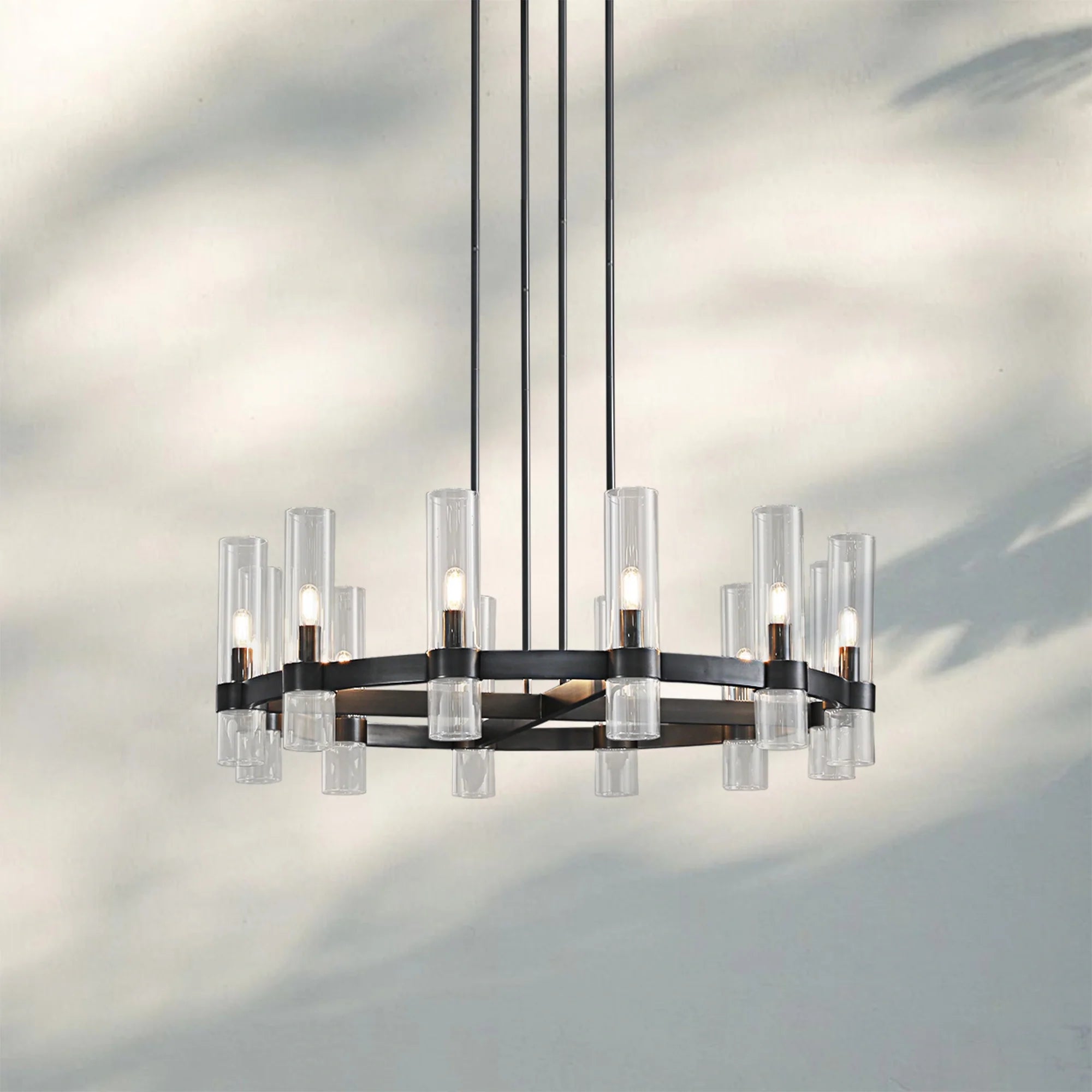 Ravella Glass Round Chandelier-36''-Bronze-