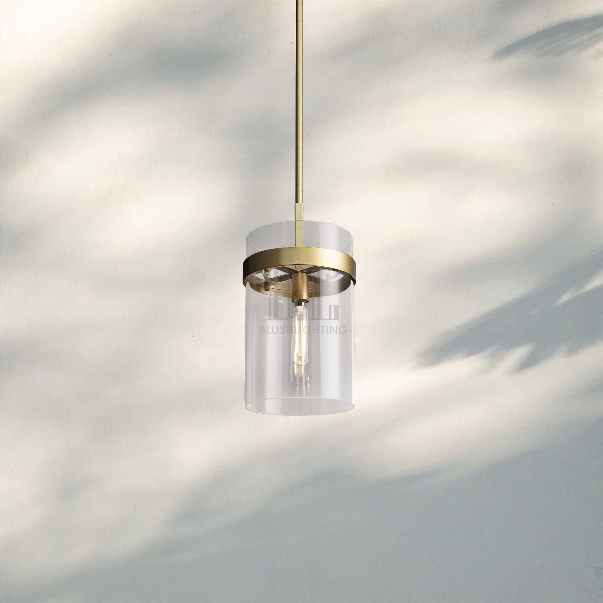 Ravella Modern Blown Glass Pendant Light 8" 10" 12"-8''-Lacquered Burnished Brass-