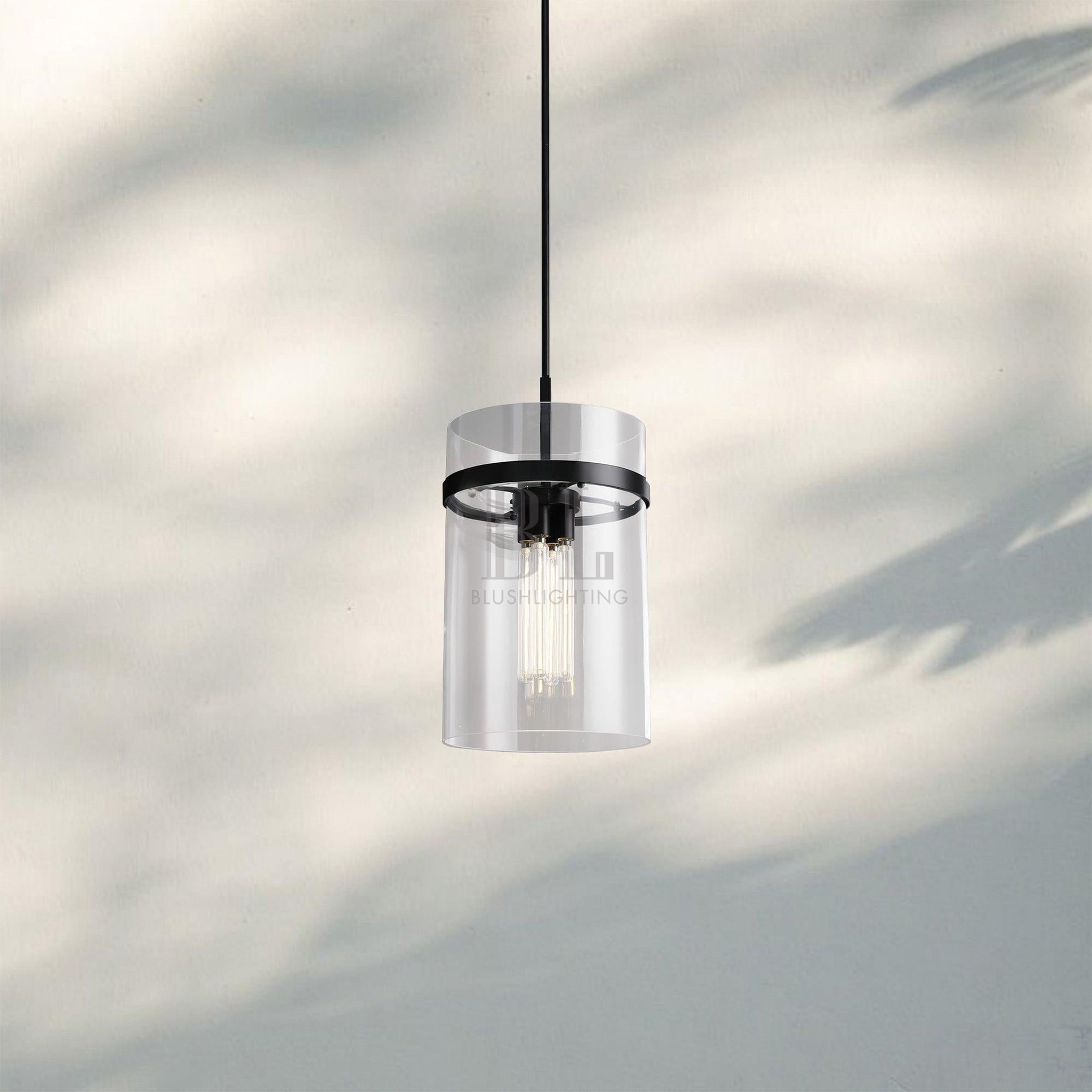 Ravella Modern Blown Glass Pendant Light 8" 10" 12"-8''-Matte Black-