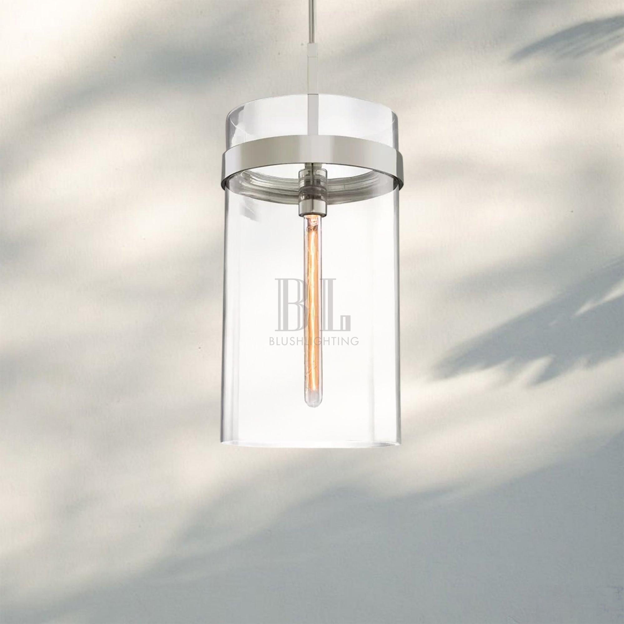 Ravella Modern Blown Glass Pendant Light 8" 10" 12"-10''-Polished Nickel-