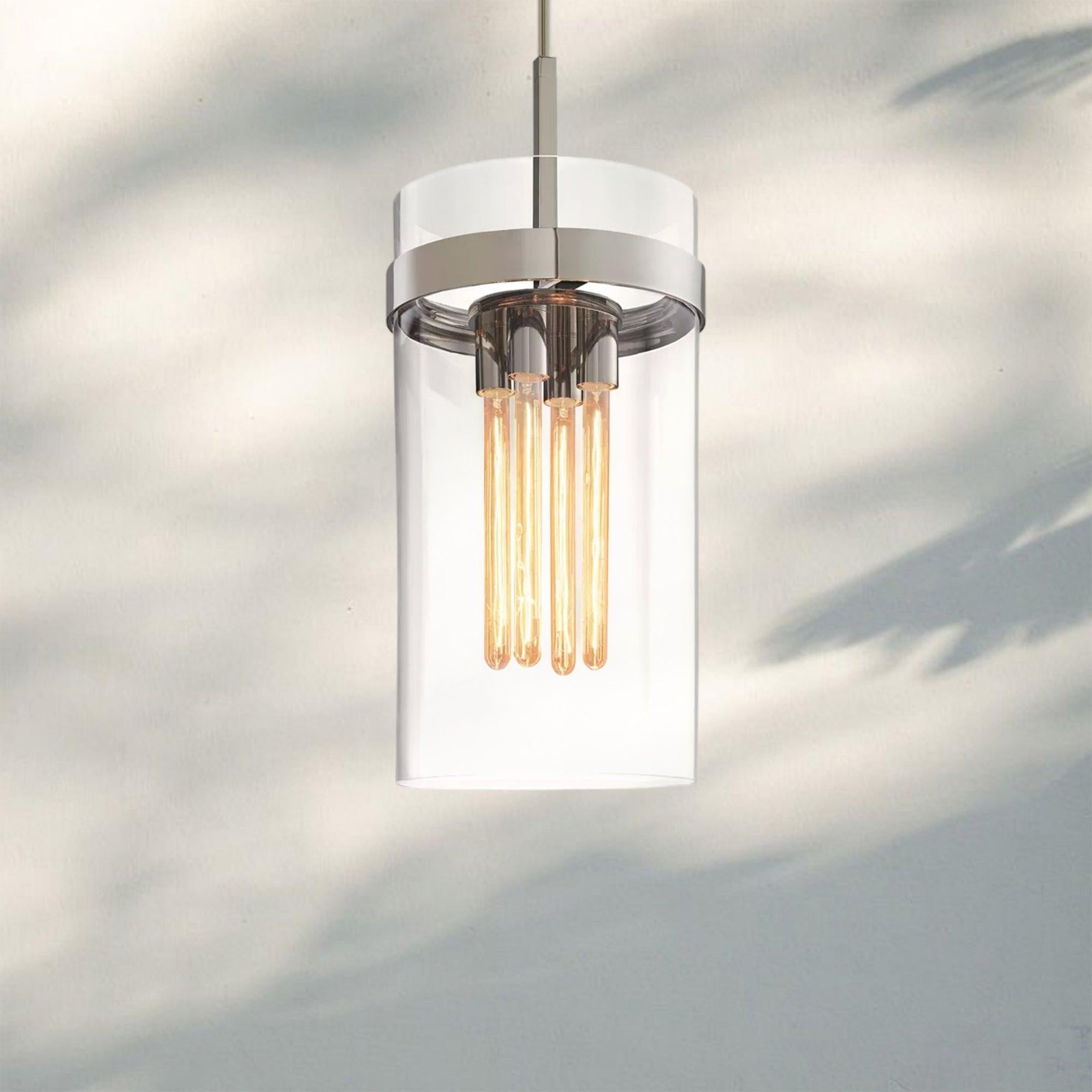 Ravella Modern Blown Glass Pendant Light 8" 10" 12"-12''-Polished Nickel-