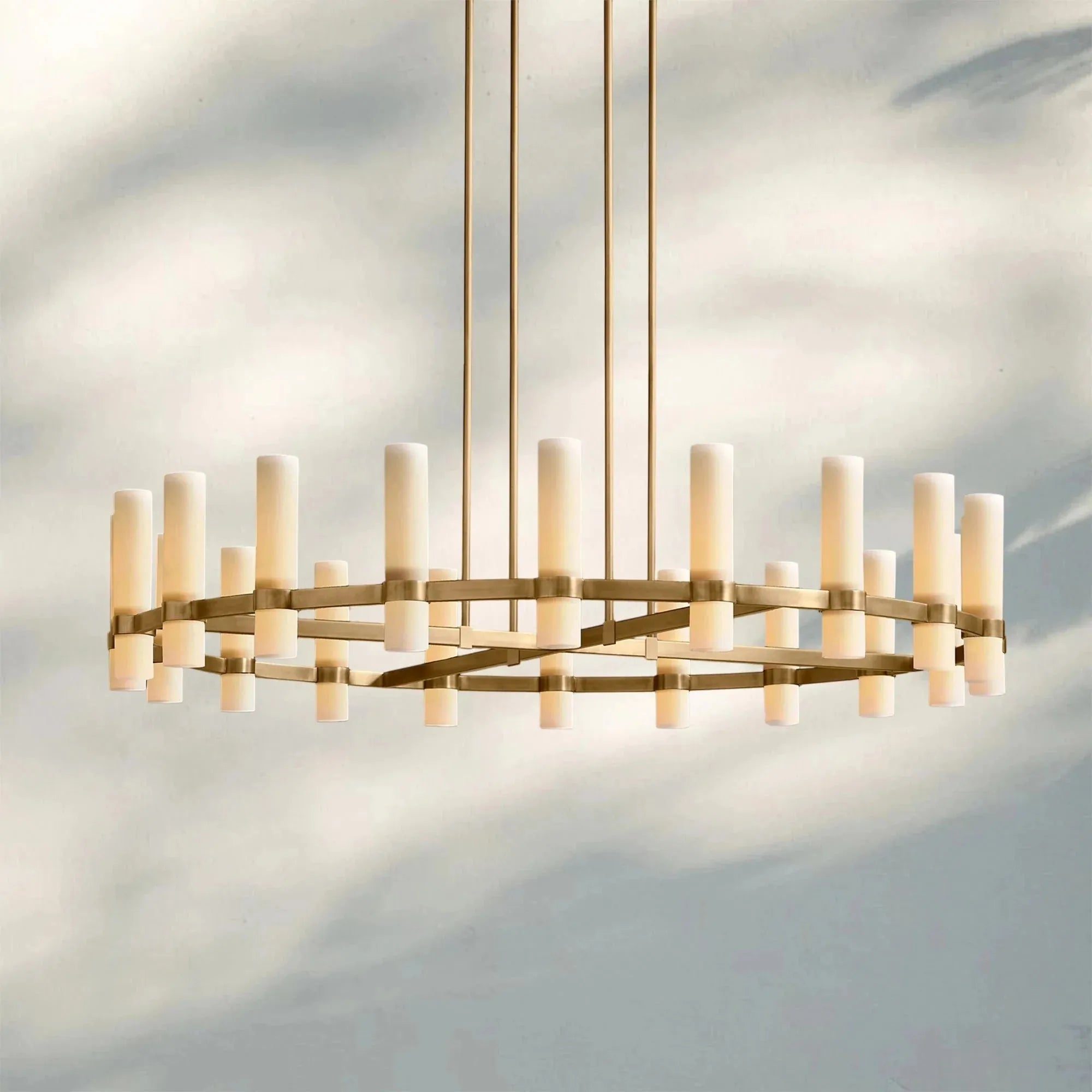 Ravella Round Milk Glass Chandelier 36'' - Blushlighting